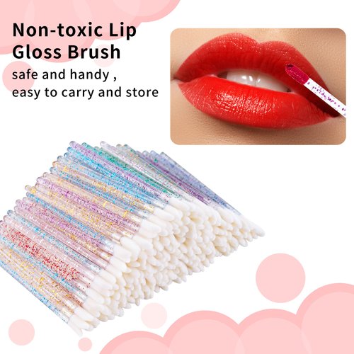 300PCS Glitter Crystal Lip Brush, Disposable Crystal Lip Brushes Tool Kits Lip Gloss Applicators Make Up Brush Lipstick Gloss Wands Makeup Applicators Brushes Applicator tool Makeup Beauty Tool Kits1