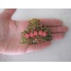 Generic Medium jeweled antique bronze hair claw clip (Primary color: Red), 1 Count (Pack of 1)