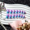 TENPAL Blue Purple Ombre Chrome Press on Nails Medium Square Gel Fake Nails With Glue Acrylic Nails Press ons With Sweet Cool Y2k Style 24pcs/Box Laser Metallic Mirror Glossy False Nails With Designs