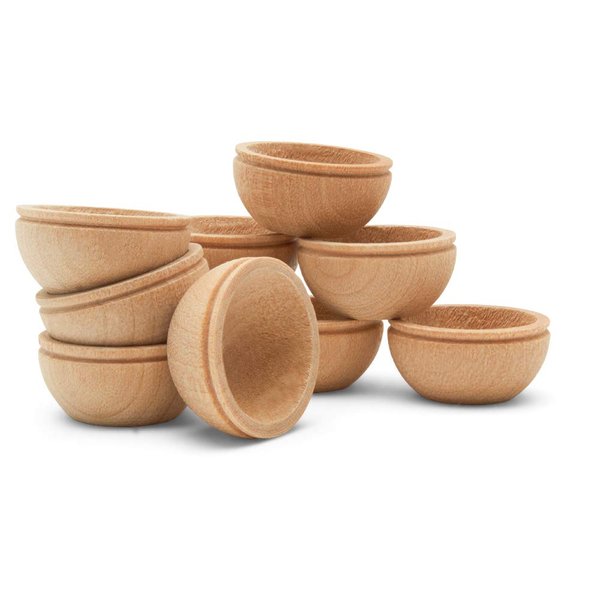 Unfinished Wood Mini Bowl, 3/4 inch, Perfect for Scale Models, Dollhouse Dishes, Wood Craft Projects, and Sorting Activity, Pack of 50, by Woodpeckers