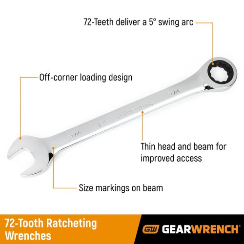 GEARWRENCH Ratcheting Combination Wrench 5/16", 12 Point- 9010D