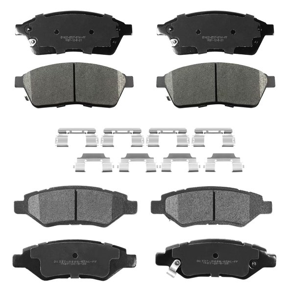 YxpBrake Ceramic Front and Rear Disc Brake Pads Kit with Hardware fit for Cadillac SRX 2010 2011 2012 2013 2014 2015 2016 Saab 9-4X 94X 2011