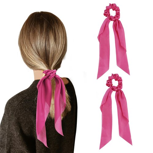 Scrunchies, Silk Scrunchies, Hot Pink Scrunchie, Scrunchies for Women, Hair Scarf Scrunchie, Pink Hair Bow, Hair Scrunchies, Satin Scrunchies, Silk Hair Ties, Pink Hair Accessories, Scrunchie With Bow