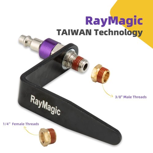 RayMagic Steel Pneumatic Tool Rafter Hook 360° Swivel Hanger, Durable,Reusable Metal Organaizer Adjustable Easy Install Hooks with 1/4" Air Tool Swivel Fitting, for Air Nailer, 2-Piece, Purple