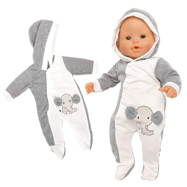 Baby Doll Clothes Casual Cute Handmade Elephant Long-Sleeved Clothing Set Outfit with Hat for 14-17 Inch Dolls Gift Set