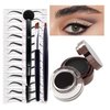 2Pcs Gel Eyeliner Eyebrow Powderfor Beginners,Waterproof Smudgeproof Long Lasting Makeup Eyeliner Gel with Brush Mirror,Kits with Step byStep Video Tutorials,Black and Brown (2PCS- Black)