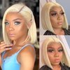 mogge Blonde Bob Wigs Human Hair 613 Blonde Bob Wig 13x4 HD Transparent Lace Front Bob Wigs For Women Pre Plucked With Baby Hair Glueless Short Straight Cut Bob Wig 10 Inch