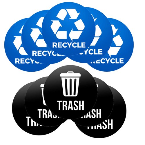 Recycle Stickers Trash Stickers 10 Pack Premium Quality Self Adhesive Stickers Weatherproof UV Resistant