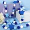Whaline Hanukkah Felt Banner Hexagram Star Felt Garland Blue White Chanukah Pompom Party Decorative Hanging Bunting Banner for Home Wall Door Fireplace Party Supplies, 8.2Ft
