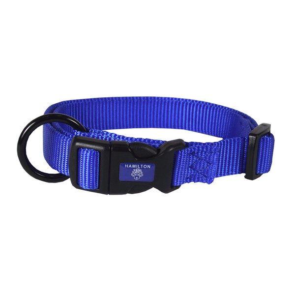 Hamilton Adjustable Nylon Dog Collar, Blue, 3/4" x 16-22"