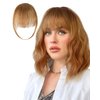 Rosooi Curtain Bangs Human Hair Clip in Bangs for Women Brown Color Fake Air Bangs for Daily Wear Hair Clip Bangs