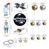 22 Pcs Space Cake Topper,Outer Space Cupcake Toppers Astronaut Figurine Birthday Space Themed Party Decorations Supplies Planet Rocket Pearl Balls and Star DIY Cake Toppers for Kids Party Baby Shower