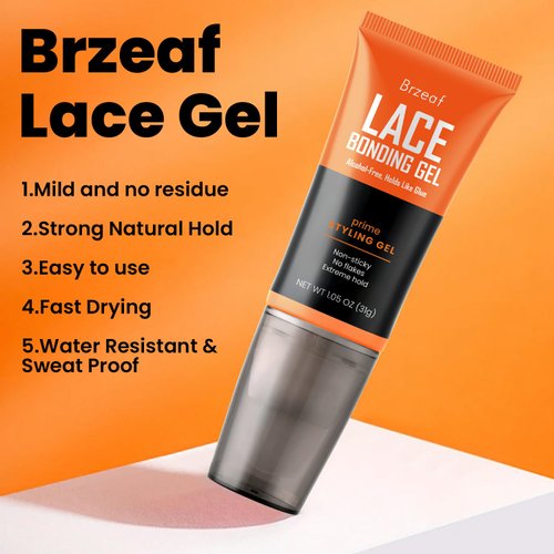 Brzeaf Lace Bonding Gel, Bold Hold Lace Gelly, Extreme Hold & New Brush Head Design, Bold Hold Lace Glue, Non-Greasy, Lace Glue & Wig Glue, Wonder Bond Holding Gel, for Women & Men
