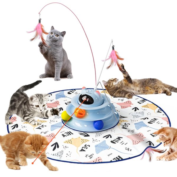 HaBaeBae Interactive Cat Toys,5-in-1 Automatic Cat Toy for Indoor Cats, Rechargeable Hide and Seek Toy with PVC Cover