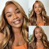 VJOJKMNK Honey Blonde Lace Front Wig Human Hair 13x6 HD Lace 4/27 Highlight Ombre Lace Front Wigs Human Hair Pre Plucked With Baby Hair 180% Density Body Wave Human Hair Wigs For Black Women 26inch