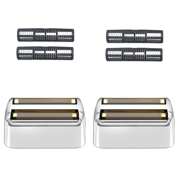 2 Pack Shaver Replacement Foil and Cutters Compatible with BaBylissPRO Double FXFS2 Metal Shaver foil Replacement,Silver