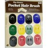 12 PCS GENCO POCKET HAIR BRUSH 12 COUNT DISPLAY ASSORTED COLORS NEW