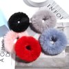 2 Pcs Women Furry Elastic Faux Rabbit Hair Scrunchies Fluffy Ponytail Holder Pompom Ball Hair Bands Ties For Girl Hair Accessories (Shell Pink)