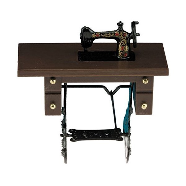 Dollhouse Miniature 1:12 Scale Sewing Machine on Walnut Stand