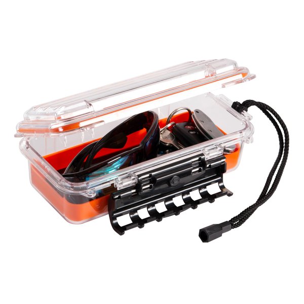 Plano Guide Series 3500 Field Box Waterproof Case, Orange, Small, Waterproof Dry Box with Wrist Strap for Boat, Kayak, and Camping, Outdoor Gear Storage