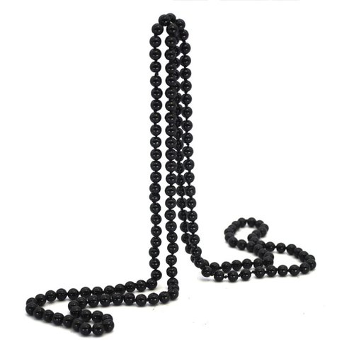 COLORFUL BLING 1920s Long Fake Pearls Necklace Layered Retro Vintage Imitation Round for Women Girls Flapper Party Wedding Black
