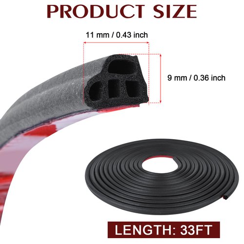 Car Weather Stripping Self Adhesive 33Ft Double Layer L Shape Automotive Soundproofing Weatherstrip Adhesive Universal Car Door Rubber Seal Strips with Adhesive Backing for Car RV Truck Doors Window
