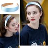 Atoden Satin Headbands for Women Girls Light Blue Headband 1.18 Inch Wide Thin Hard Headbands Non Slip Ribbon Hair Bands Plain Headbands for Crafts DIY Costume Holiday Christmas Gifts