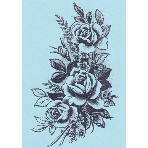 DaLin 4 Sheets Temporary Tattoos Black Rose Fake Tattoos for Women