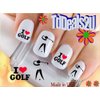 Sports - Golf - I Love Golf Golfer Swing Nail Decals - WaterSlide Nail Art Decals - Highest Quality! Made in USA