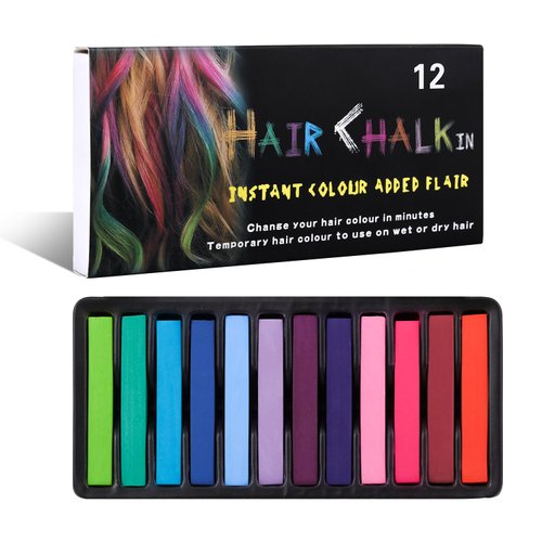 Temporary Hair Chalk Comb Hair Color Dye for Girls Kids, Washable Hair Chalk for Girls Age 4 5 6 7 8 9 10-12 Birthday Christmas Cosplay Hair DIY Party (12 Colors)