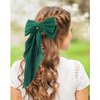 2Pcs Green Hair Bow Clips Hair Bows for Women Silky Satin Hair Bows for Girls Cute Oversized Long Tail Bow Hair Clip Big Hair Bows Aesthetic Coquette Bows Hair Ribbon Hair Accessories