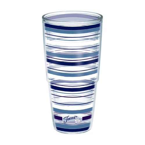 Tervis Made in USA Double Walled Fiesta Insulated Tumbler Cup Keeps Drinks Cold & Hot, 24oz - No Lid, Lapis Stripes