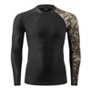 HUGE SPORTS Men's Splice UV Sun Protection UPF 50+ Skins Rash Guard Long Sleeves(Sea Forest, L)