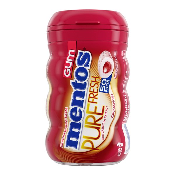 Mentos Pure Fresh Sugar-Free Chewing Gum with Xylitol, Cinnamon, Non Melting, 50 Piece Bottle