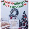 JOZON Red Green Glittery Drink Up Grinc-hes It's Christmas Banner Christmas Garland Banner for Xmas Party Decorations Christmas Decor for Home Wall Mantle Fireplace Party Supplies