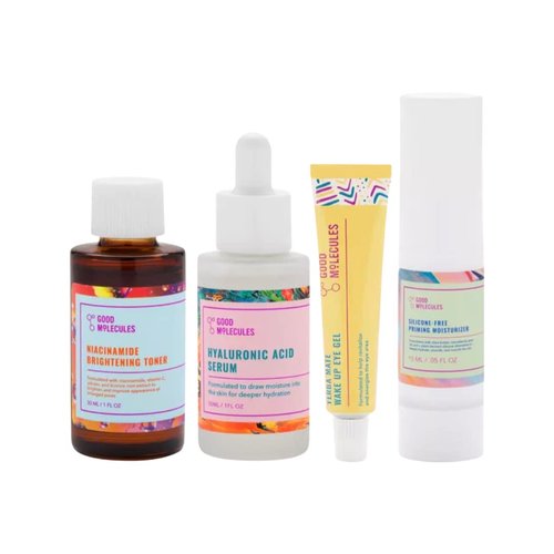 Good Molecules - The Daily Essentials - Niaciamide Brightening Toner (30 ml) - Hyaluronic Acid Serum (30 ml) - Yerba Mate Eye Gel (15 ml) - Silicone-Free Priming Moisturizer (15 ml) - (Set of 4)