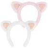 WHAVEL 2 Pcs Cat Ears Headband, Plush Animal Ears Face Wash Costume for Cosplay Party, Halloween (White, Pink)