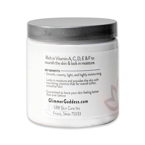GLIMMER GODDESS Organic Whipped Body Butter - Unscented, Vegan, 24 hour Hydration, Reduces Stretch Marks, For Eczema and all Skin Types, Baby Friendly, Organic Ingredients 8 oz