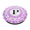 Cell Phone Pop Up Grip Holder,Monogram Mandala White Pink P PopSockets Grip and Stand for Phones and Tablets