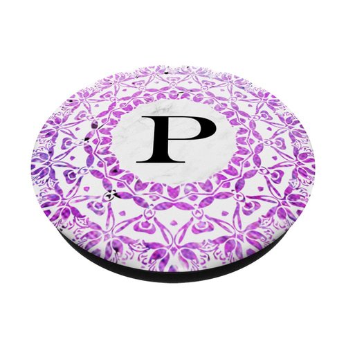 Cell Phone Pop Up Grip Holder,Monogram Mandala White Pink P PopSockets Grip and Stand for Phones and Tablets