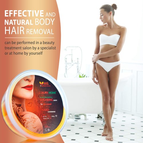 Sugaring Paste Hair Removal – Hard Sugar Wax Luxury Home for Body & Brazilian Bikini Sugaring – Sugar Paste Made in USA, Organic Sugar Depilation, 12 oz – Sugar Waxing Kit for Women and Men
