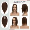 SLEEKALON Hair Toppers for Women Real Human Hair 150% Density Silk Base Medium Brown Top Hair Piece Topper Hair Wig Clips for Women with Thinning Hair Wiglets for Hair Loss Cover(10 Inch,04#)
