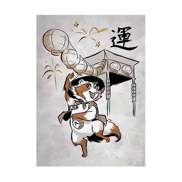 Fantasy North - Taki - The Lucky Tanuki - 100 Textured Matte TCG Card Sleeves - Fits Magic MTG Commander Pokemon and Other Card Games - Playing Card Sleeves