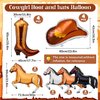 Western Themed Party Balloons 8 Pcs Horse Balloons 4 Pcs Cowgirl Boot Balloons and 4 Pcs Cowgirl Hat Foil Balloons Western Cowboy Party Decorations for Western Themed Birthday Party