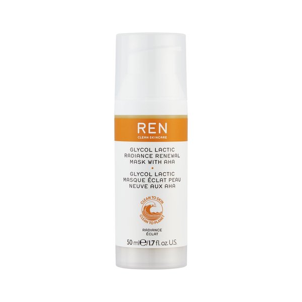 REN Clean Skincare Glycol Lactic Radiance Renewal Face Mask Skincare - AHA Exfoliating & Brightening Facial Mask, Glycolic Acid Gel Mask for Dull Skin