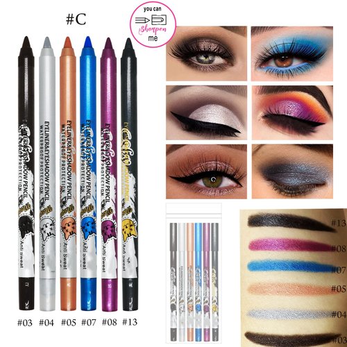 MAEPEOR 6 Colorful Matte and Pearl Eyeliner Pen, Waterproof and Long lasting Eye Shadow Pencil Make Up for Women (Set 03)