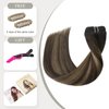 EYEFULL STELL Ombre Clip in Hair Extensions 20 inch 120G 7PCS Remy Real Human Hair Balayage Chocolate Brown to Caramel Blonde Clip on Human Hair Extensions Natural Straight Clip ins Hair Double Weft