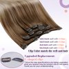 LaaVoo Clip in Hair Extensions Human Hair Ombre Real Hair Extensions Clip ins Human Hair Light Brown Ombre Ash Blonde Mix Platinum Blonde Remy Hair Extensions Clip in Human Hair 18 Inch 5pcs/80g