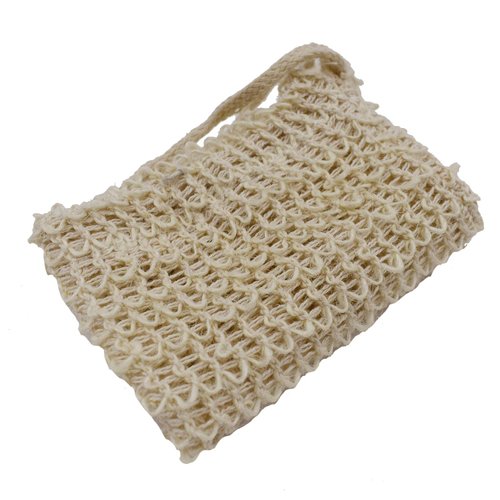2 Pack Soap Exfoliating Bag Natural, Soap Saver with Drawstring and Wooden Bead Holder,Exfoliating Loofah Pouch for Bathroom Shower