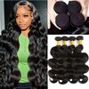 Body Wave Bundles Human Hair 18 20 22 24 Inch 100% Unprocessed 12A Brazilian Virgin Hair 4 Bundles Human Hair Body Wave Hair Extensions for Women Natural Color